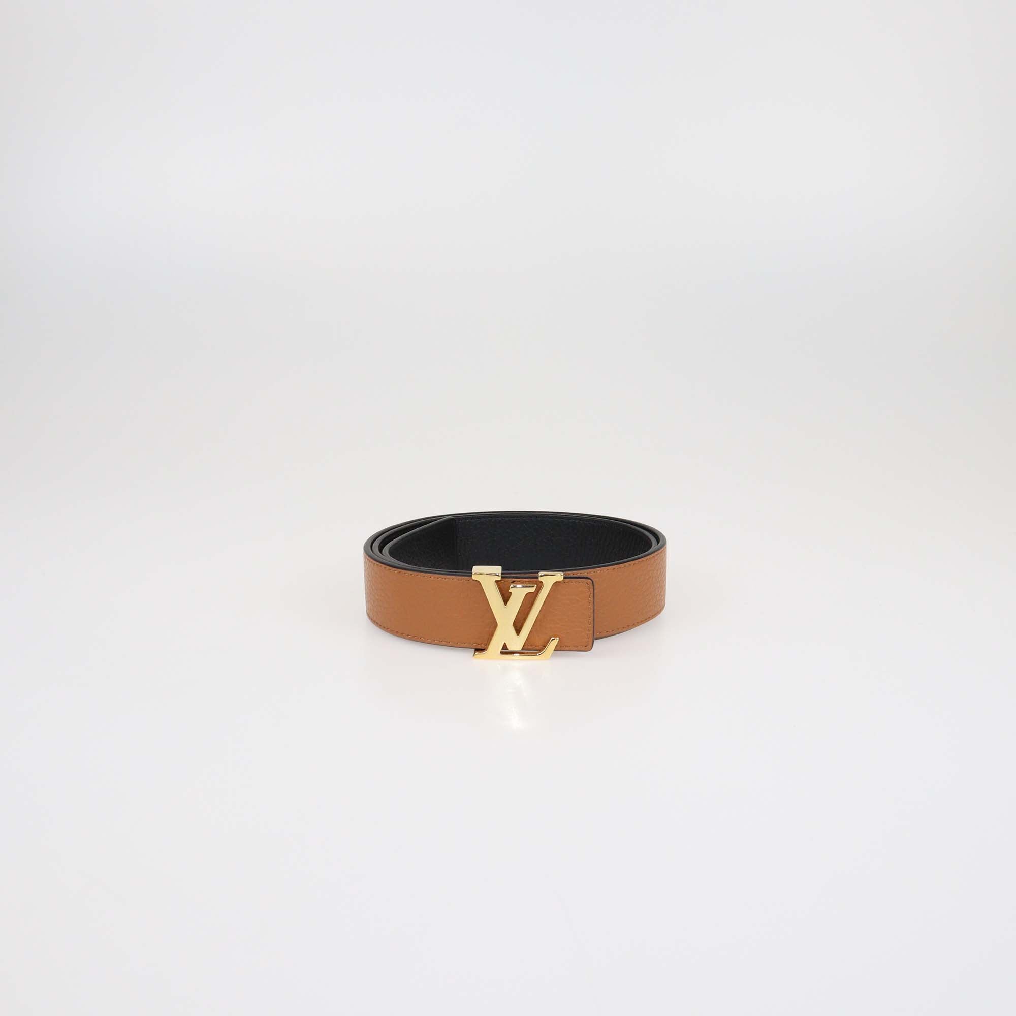 Louis Vuitton Black/Brown Leather 30MM LV Initiales Reversible Belt