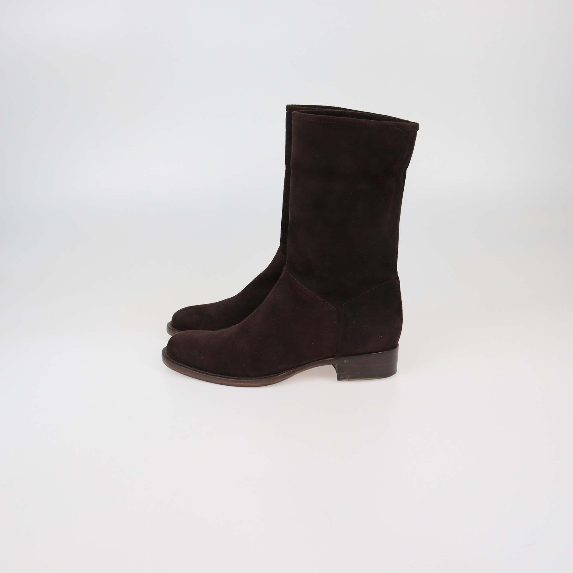 Loro Piana Cacao Brown Suede Ankle Boots Womens Loro Piana 