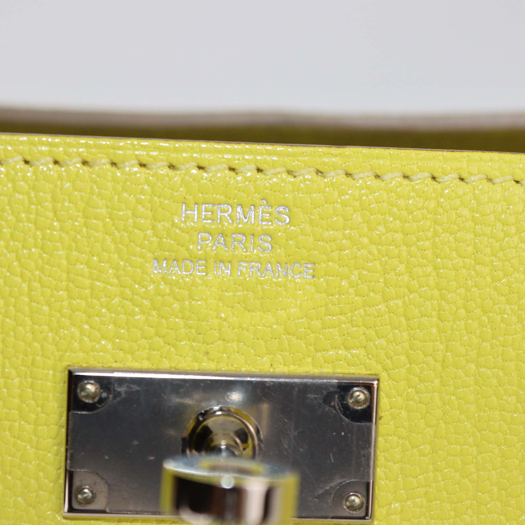 Hermes Lime Chevre Leather Kelly To Go Wallet