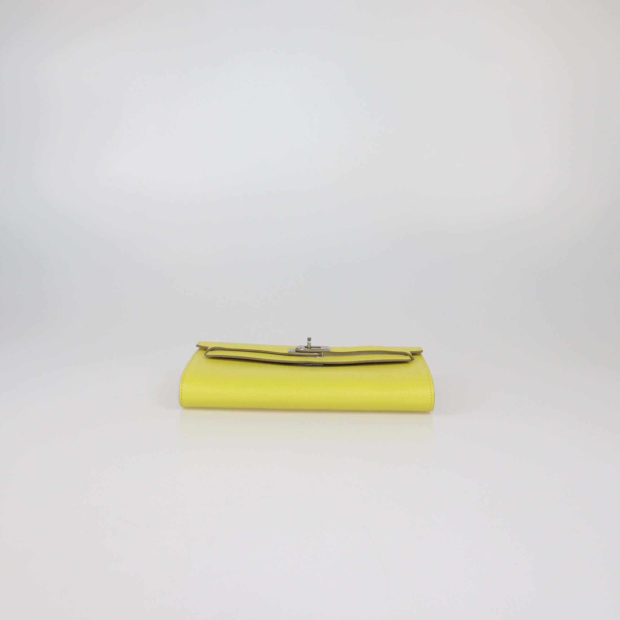 Hermes Lime Chevre Leather Kelly To Go Wallet