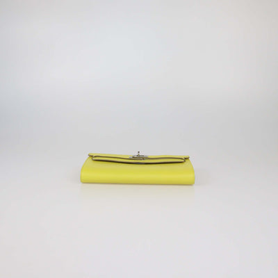 Hermes Lime Chevre Leather Kelly To Go Wallet