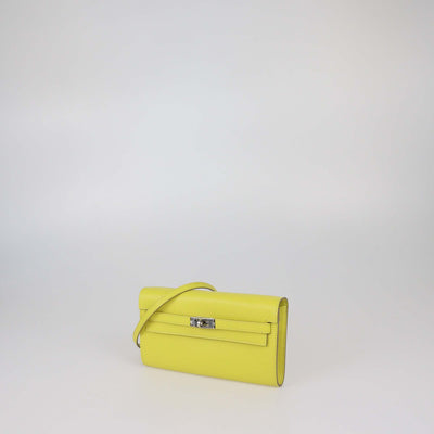 Hermes Lime Chevre Leather Kelly To Go Wallet