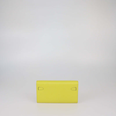 Hermes Lime Chevre Leather Kelly To Go Wallet