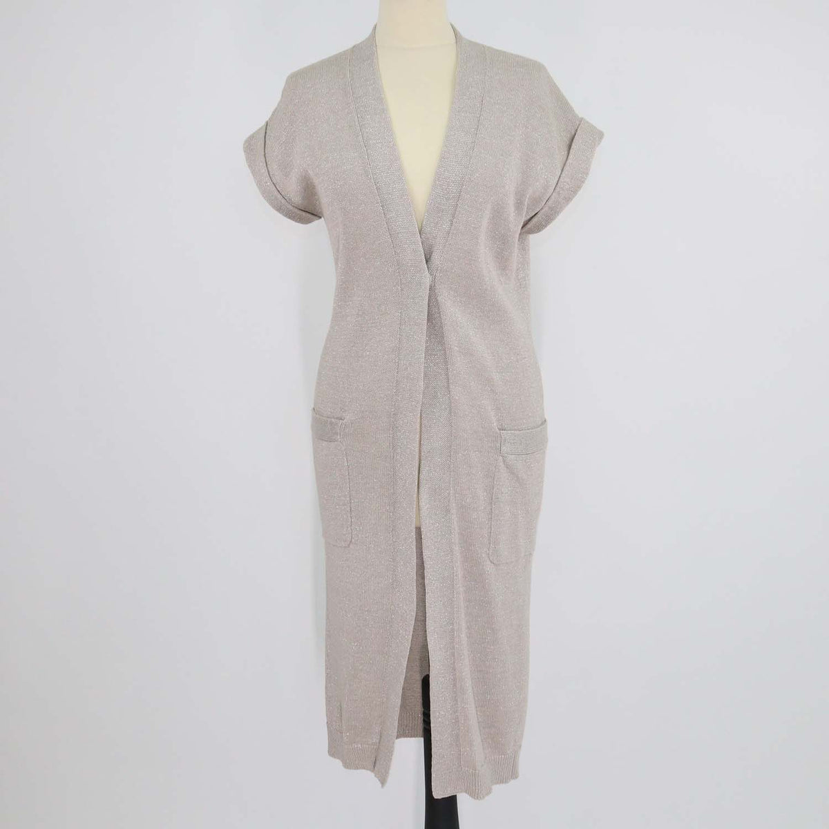 Brunello Cucinelli Beige Blend Cotton Open Knit Cardigan