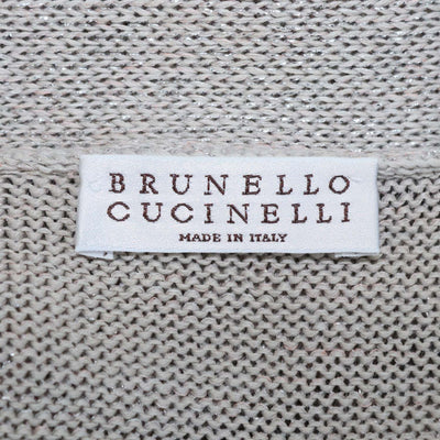 Brunello Cucinelli Beige Blend Cotton Open Knit Cardigan
