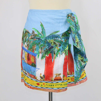 Alemais x Adam Lester Multicolor Linen All Aboard Wrap Skirt