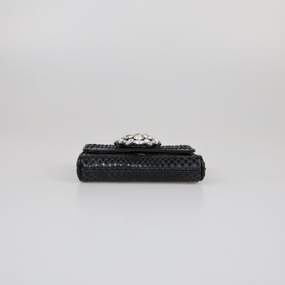 Dolce & Gabbana Black Water Snakeskin Crystal Embellished Shoulder Bag Womens Dolce & Gabbana 