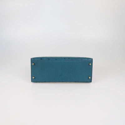 Hermes Bleu Roi Ostrich Gold Hardware Kelly Sellier 28 Bag