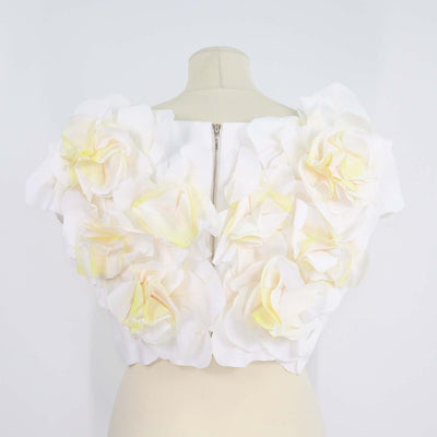 Acler White/Yellow 3D Floral Applique Jackhill Top
