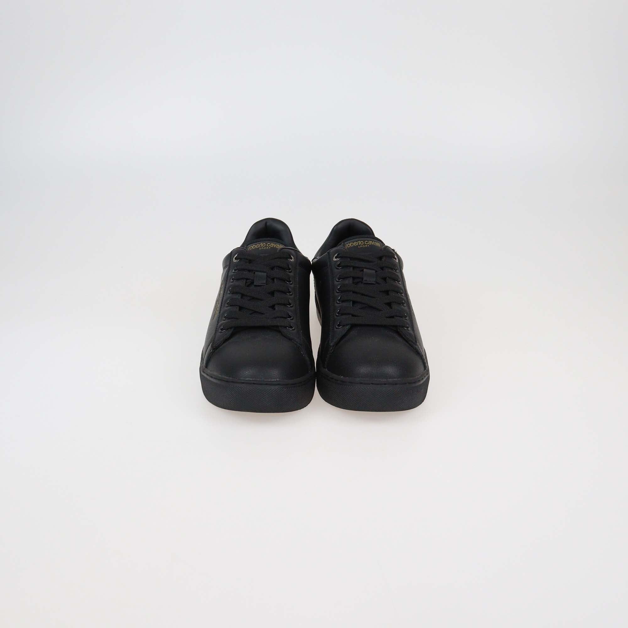 Roberto Cavalli Sport Black Synthetic Leather Low Top Sneakers Womens Roberto Cavalli 