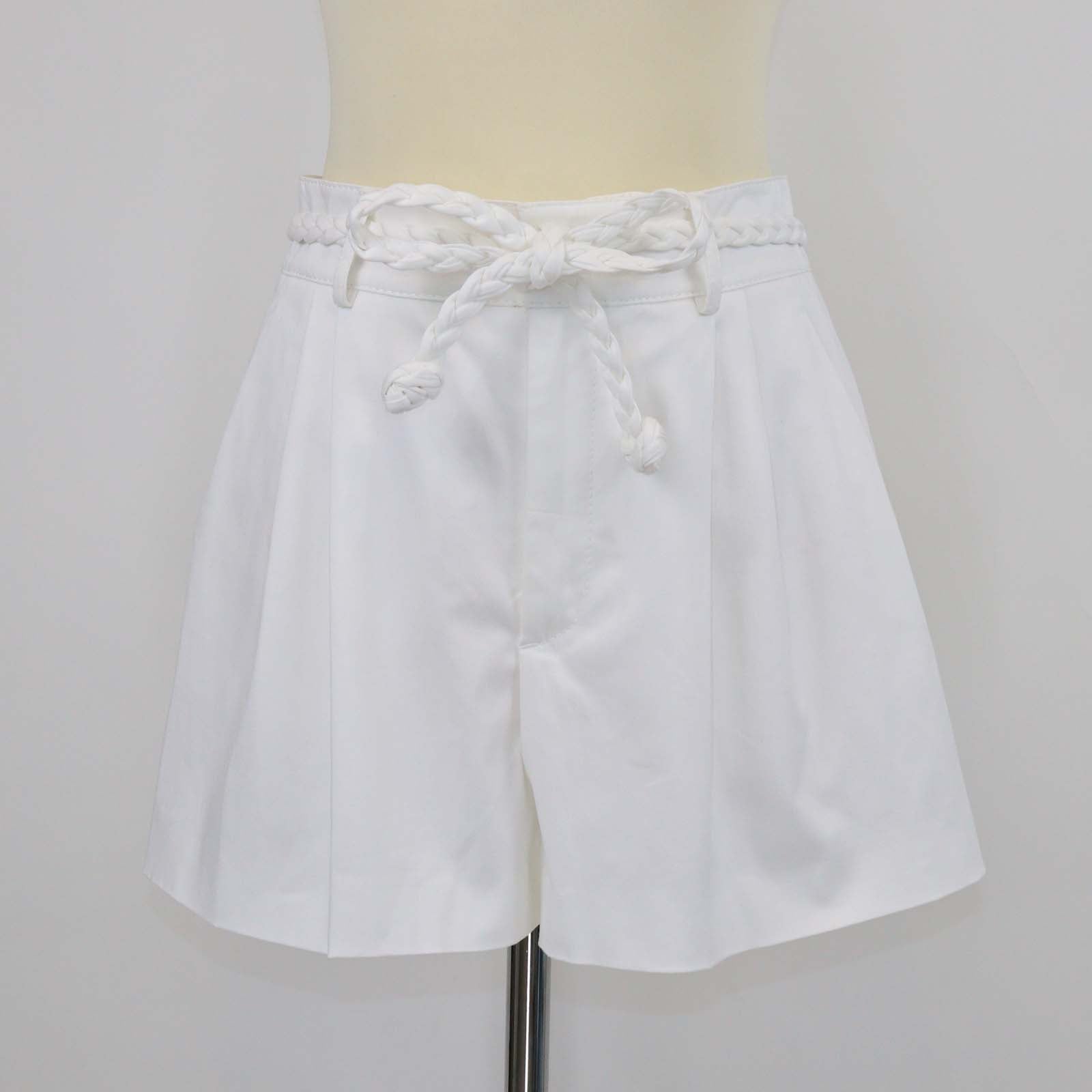 RED Valentino White Cotton Braided Belt Mini Short