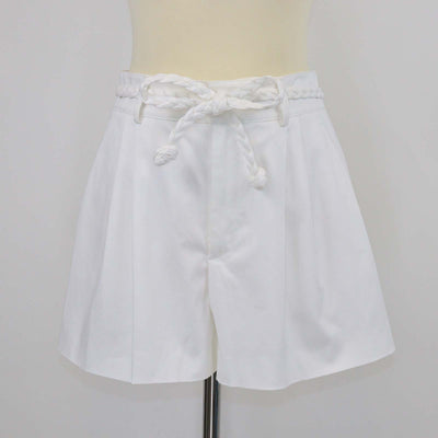 RED Valentino White Cotton Braided Belt Mini Short