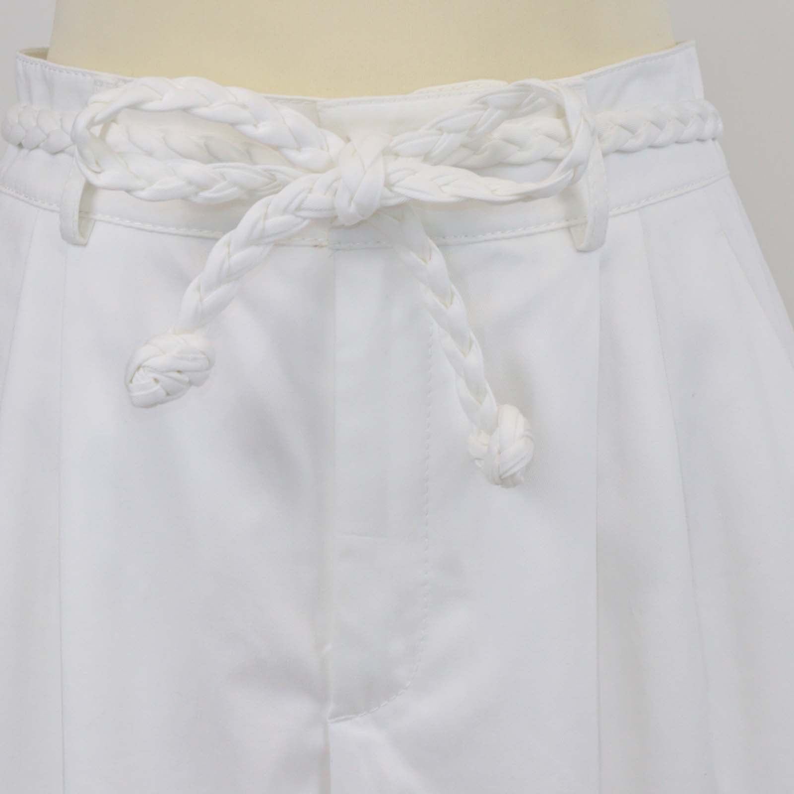 RED Valentino White Cotton Braided Belt Mini Short