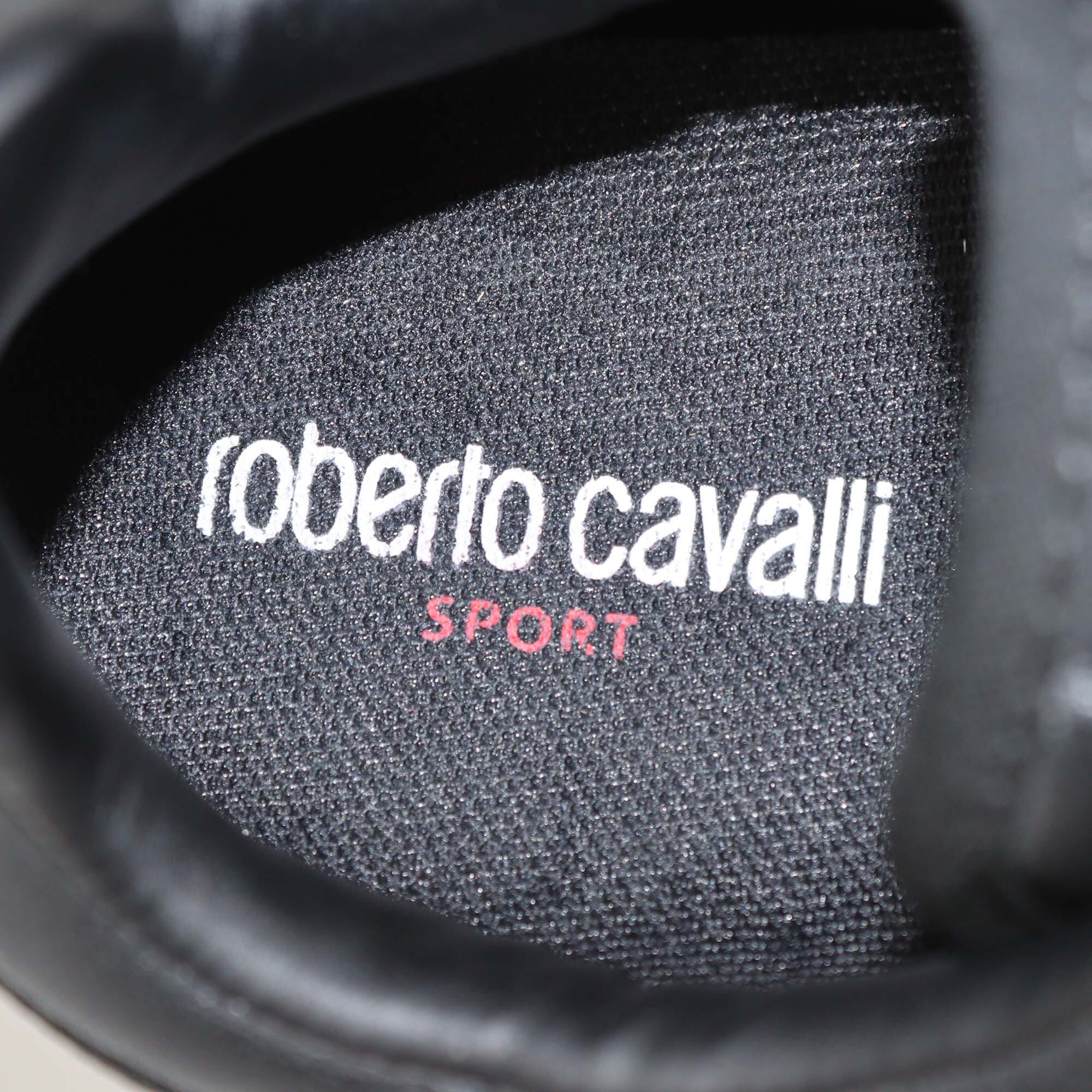 Roberto Cavalli Sport Black Synthetic Leather Low Top Sneakers Womens Roberto Cavalli 