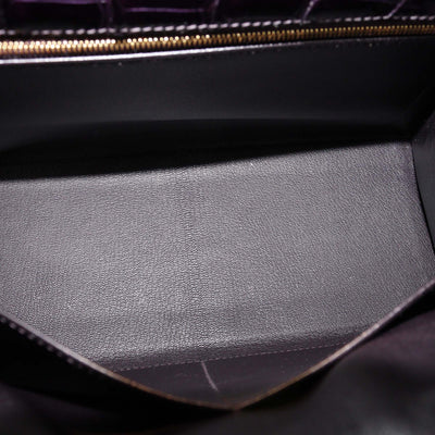 Hermes Amethyst Crocodile Porosus Gold Hardware Kelly Sellier 28 Bag