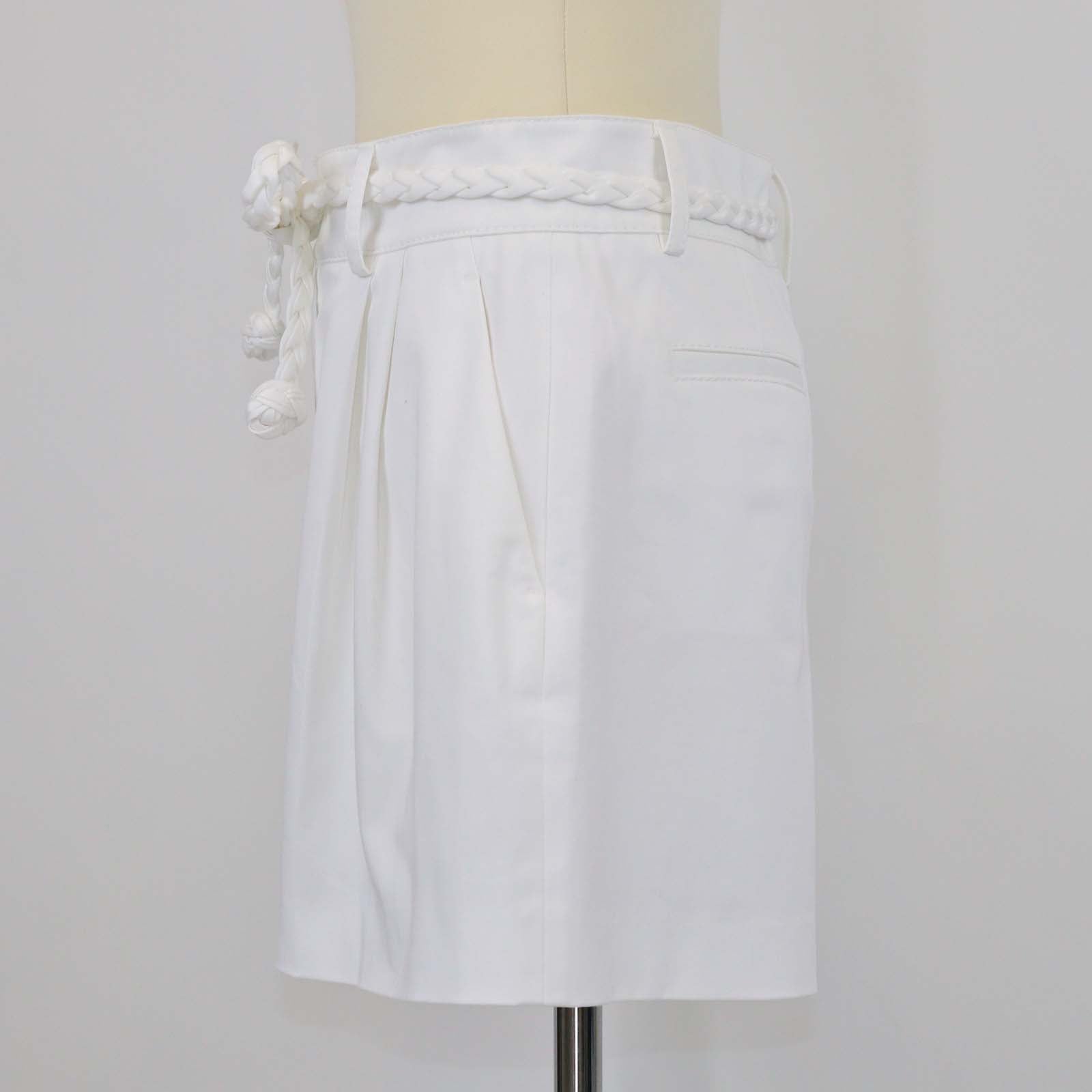 RED Valentino White Cotton Braided Belt Mini Short