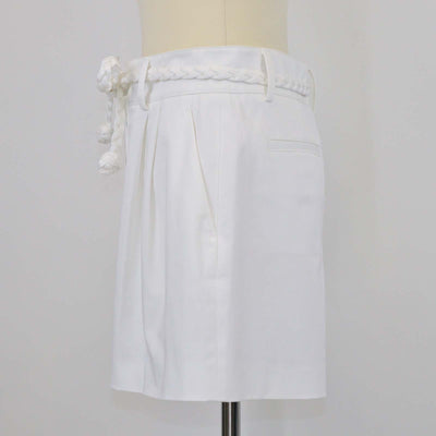 RED Valentino White Cotton Braided Belt Mini Short