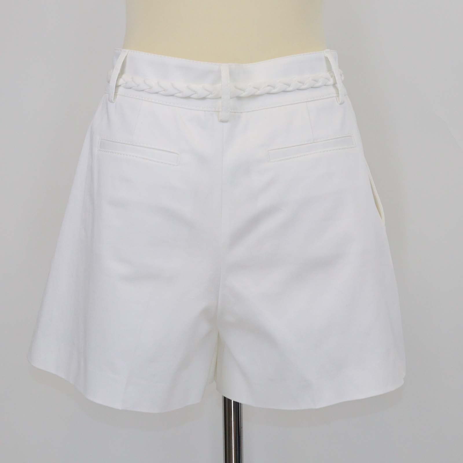 RED Valentino White Cotton Braided Belt Mini Short