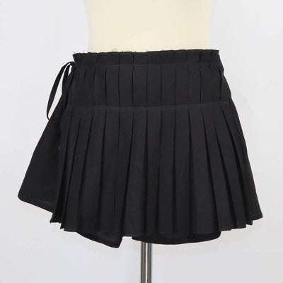 Loewe Black Linen Blend Paula's Ibiza Embellished Pleated Woven Skort