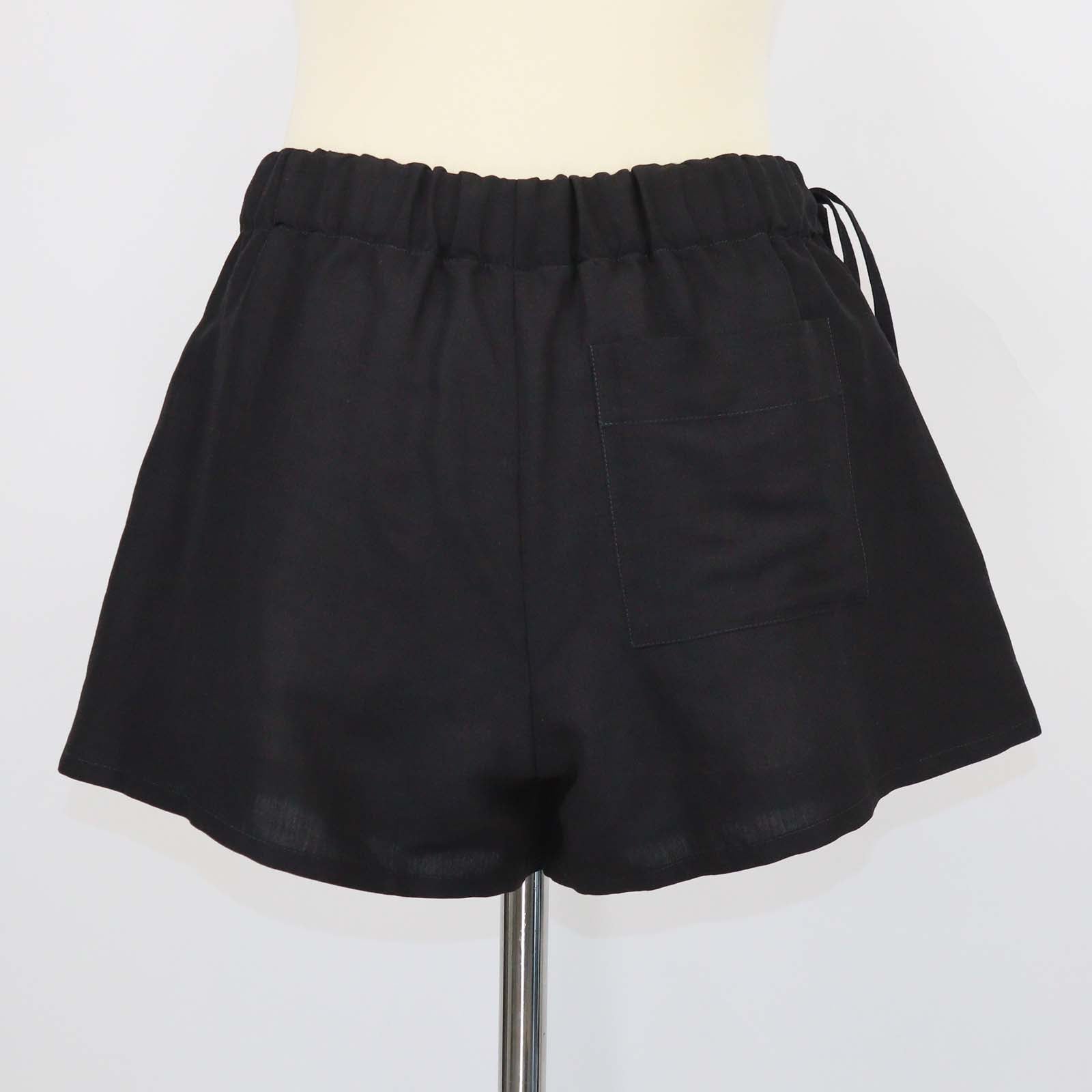 Loewe Black Linen Blend Paula's Ibiza Embellished Pleated Woven Skort