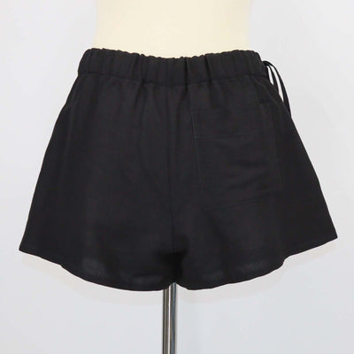 Loewe Black Linen Blend Paula's Ibiza Embellished Pleated Woven Skort