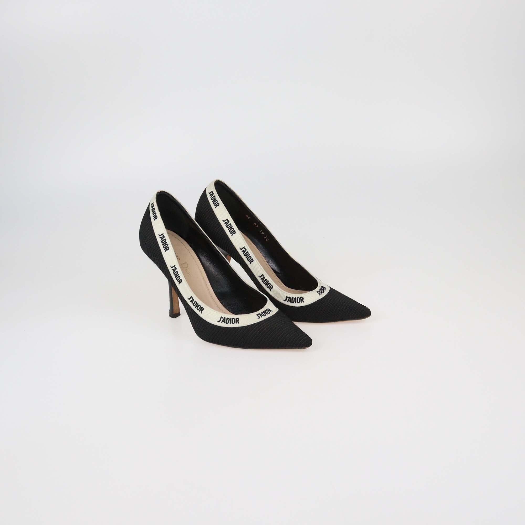 Christian Dior Black J'Adior Fabric Pointed Toe Pumps Womens Christian Dior 