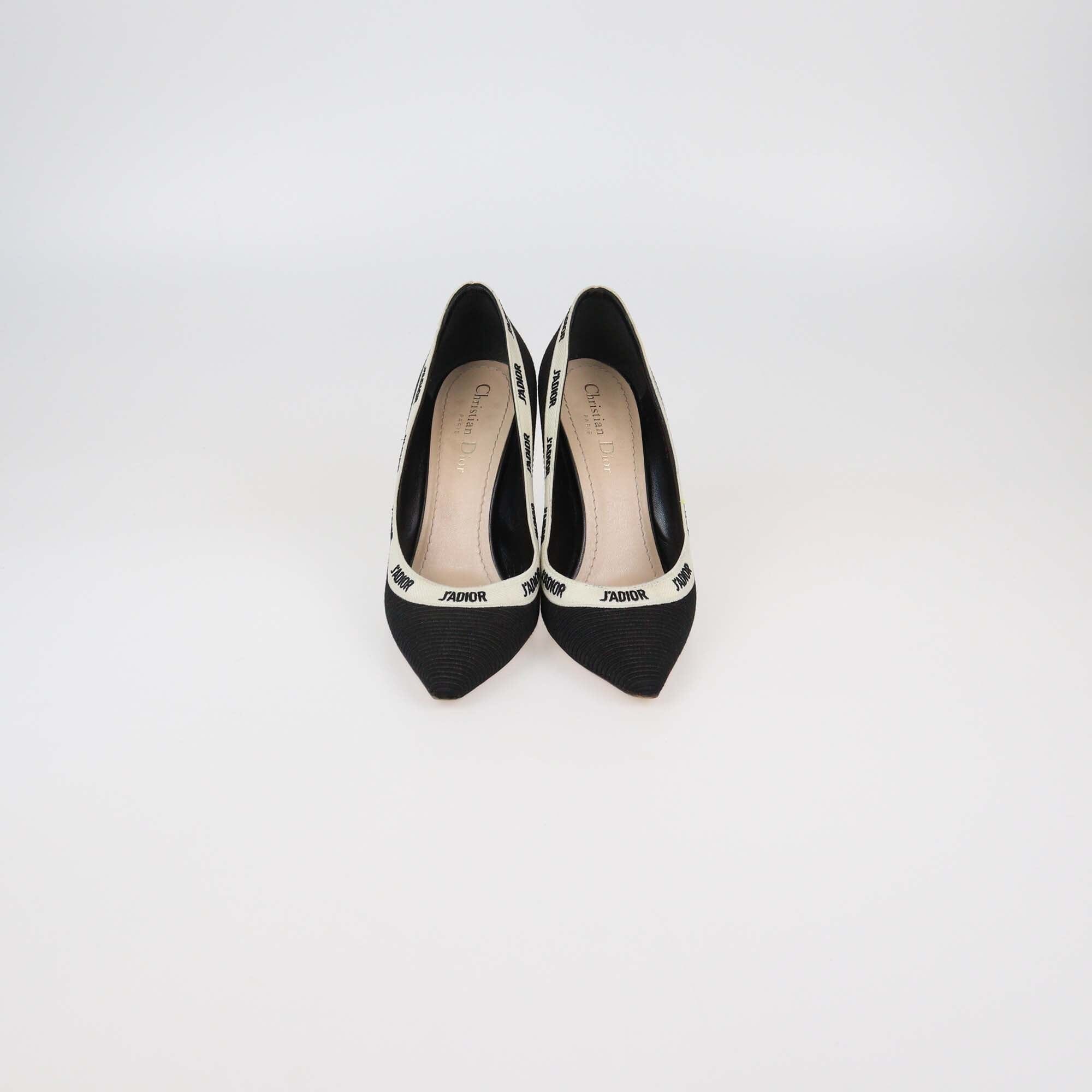 Christian Dior Black J'Adior Fabric Pointed Toe Pumps Womens Christian Dior 