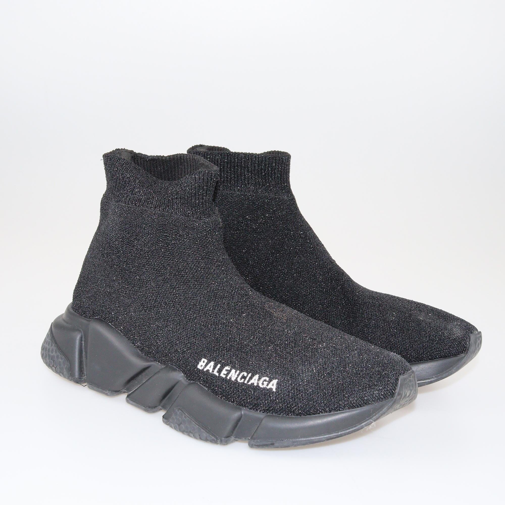 Balenciaga Black Shimmering Speed Trainer 2.0 Sock Sneakers