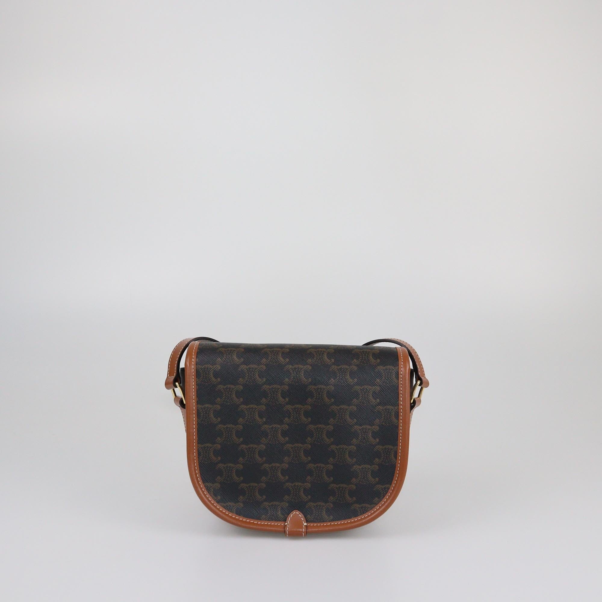 Celine Brown Triomphe Folco Medium Crossbody Bag Womens Celine 