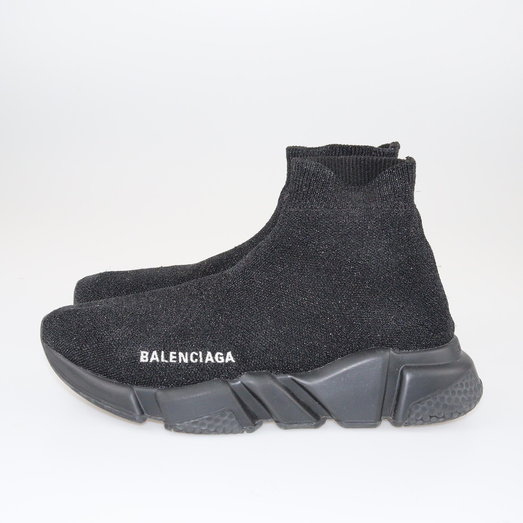 Balenciaga Black Shimmering Speed Trainer 2.0 Sock Sneakers Shoes Balenciaga 