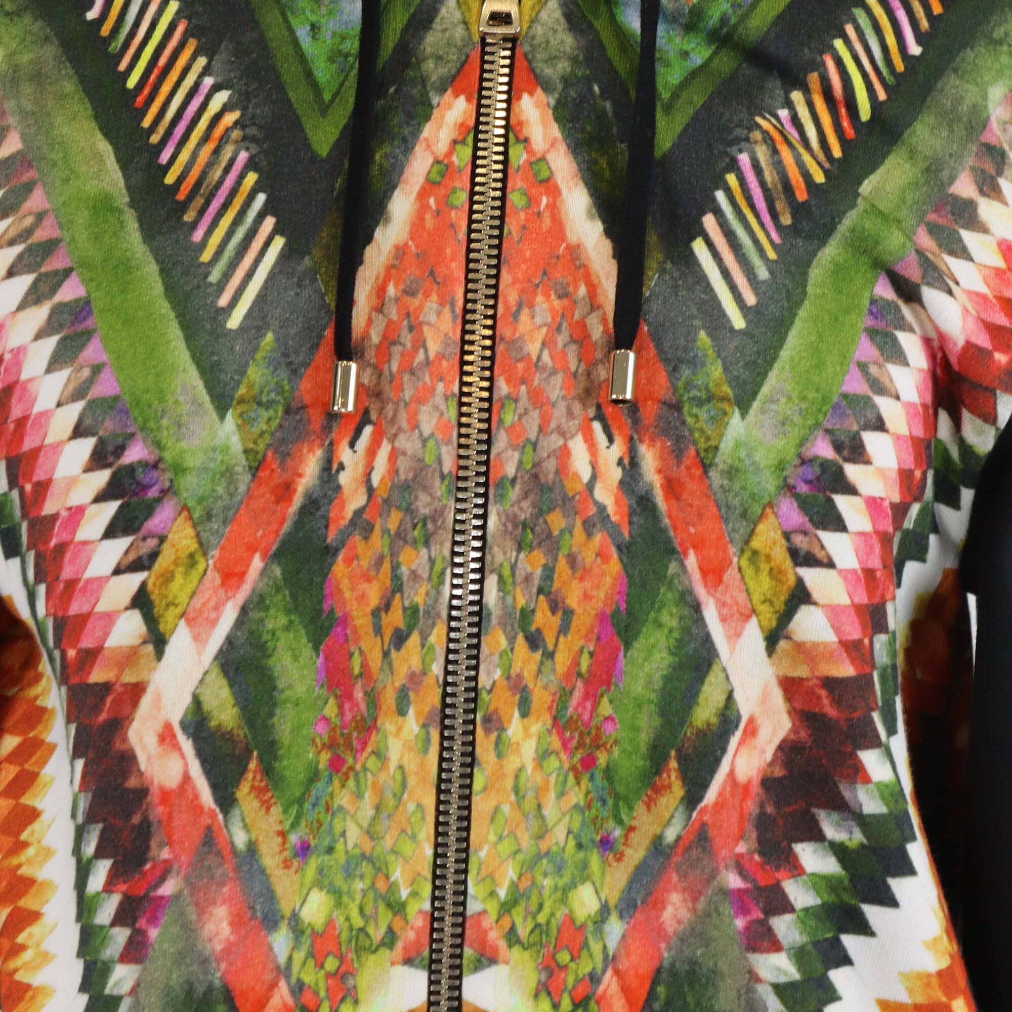 Balmain Multicolor Geometric Aztec Print Zip Up Hooded Cotton Jacket Mens Balmain 