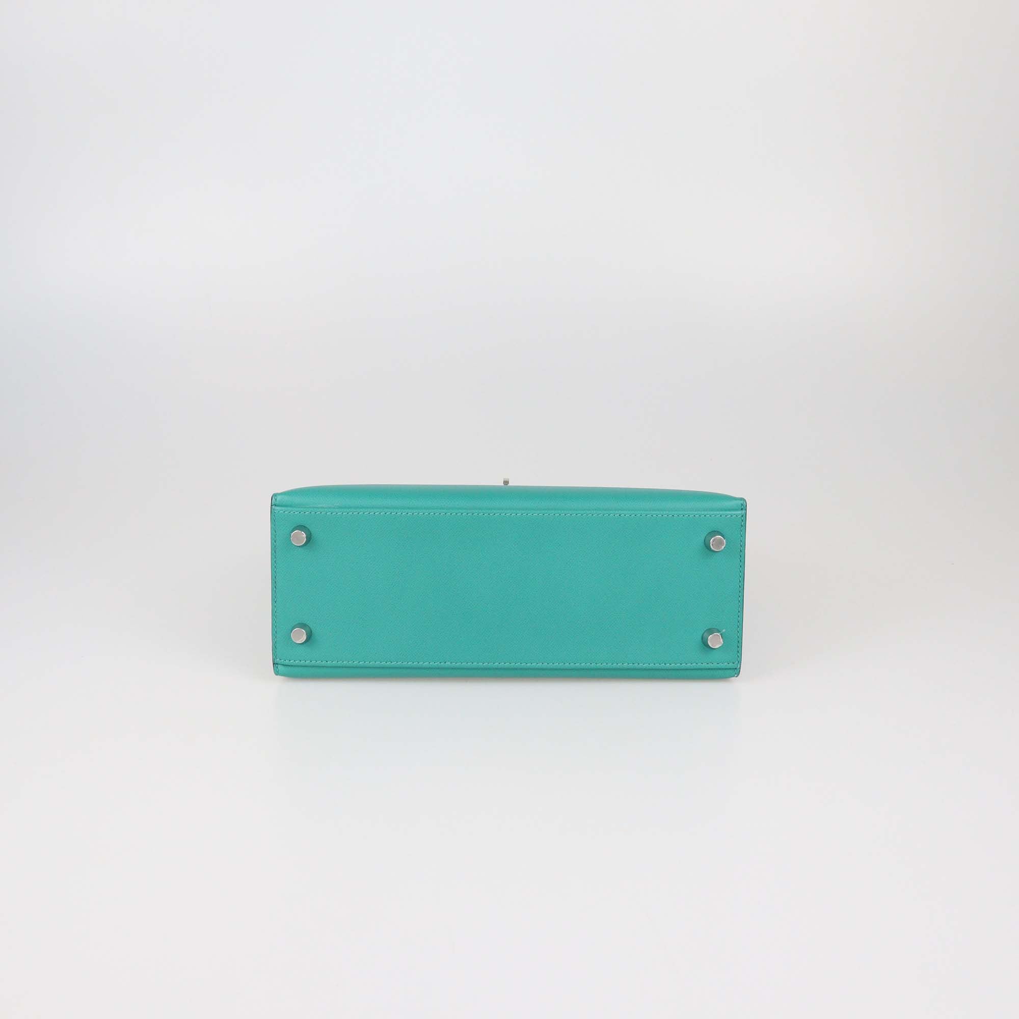 Hermes Vert Verone/Deep Bleu Madame Leather Palladium Hardware Kelly Sellier 25 Bag