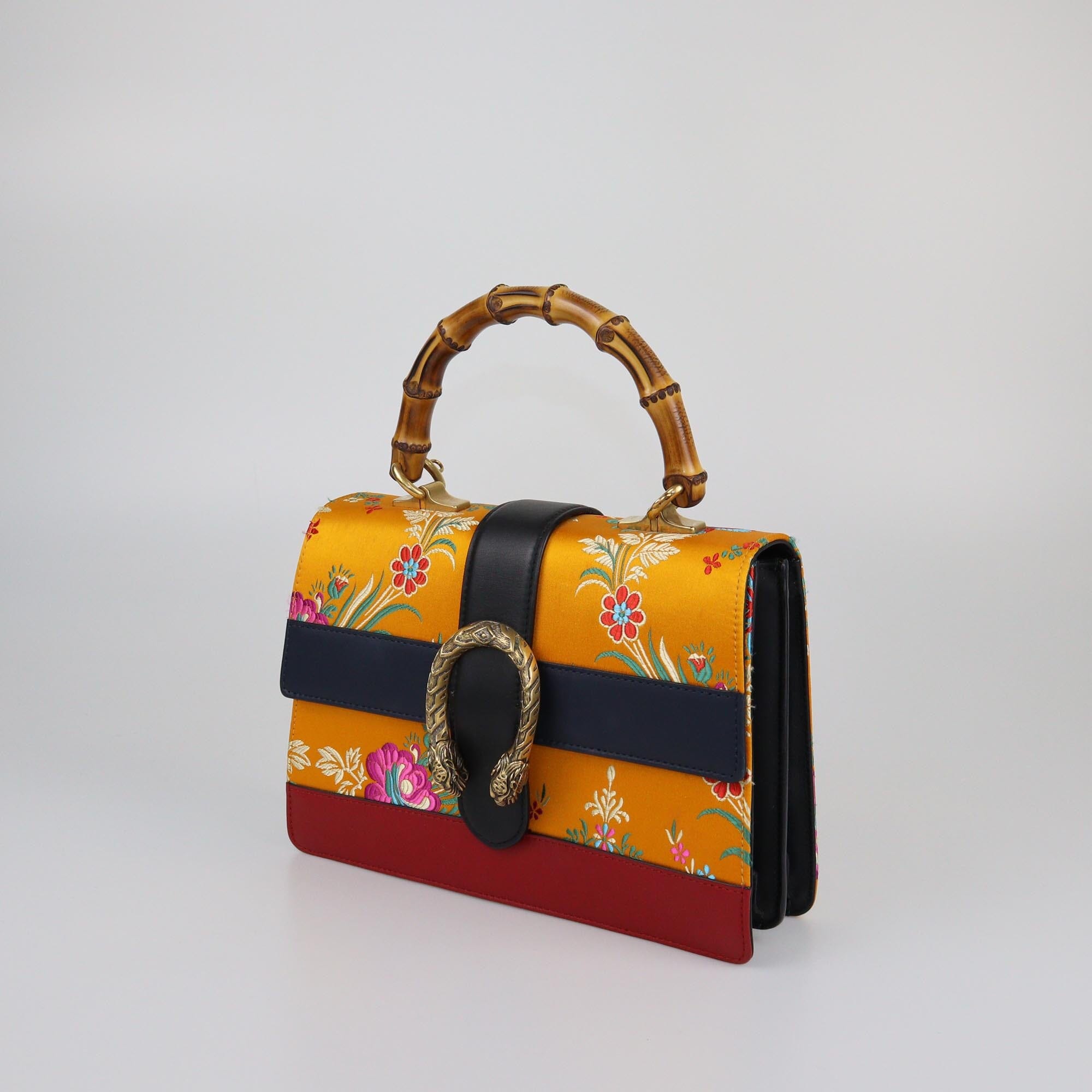 Gucci Multicolor Tokyo Embroidered Dionysus Medium Bamboo Top Handle Bag Womens Gucci 