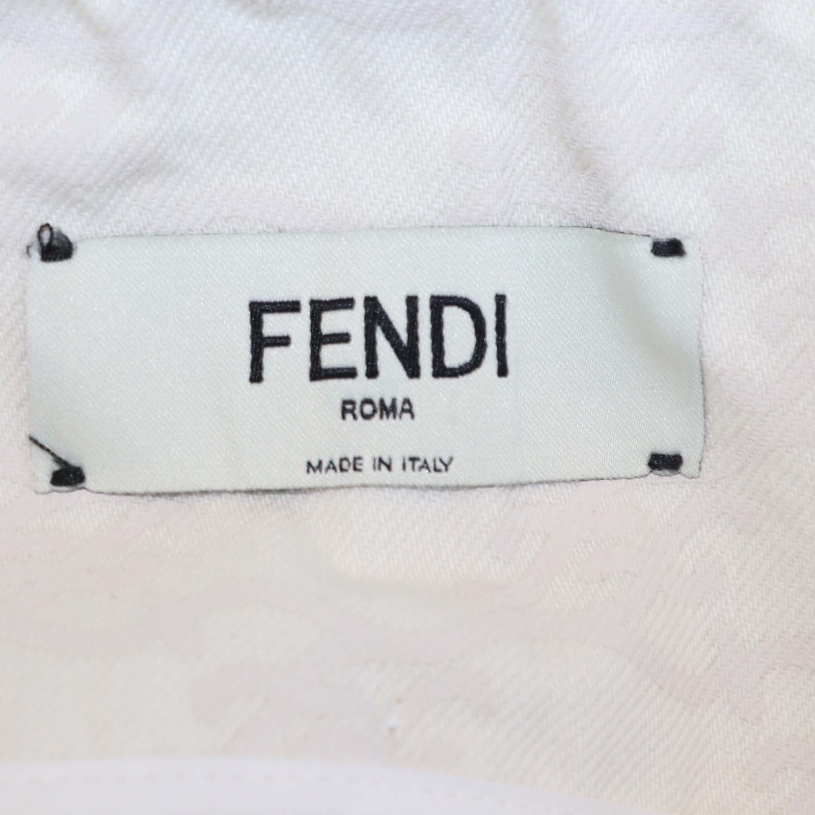 Fendi Off White Denim FF Printed High Rise Short