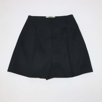 Fendi Black Jersey Pleated Mini Short