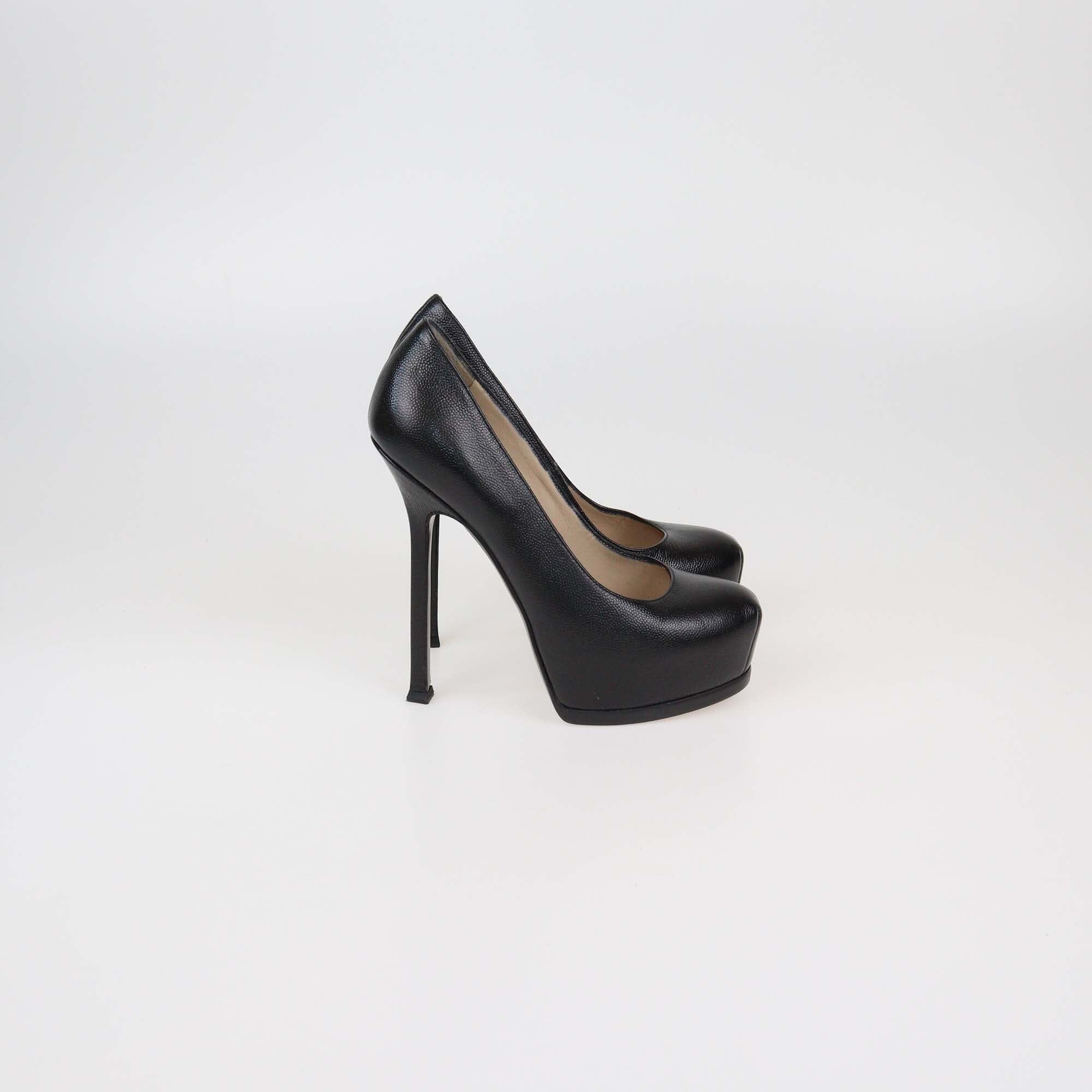 Yves Saint Laurent Black Leather Tribtoo Platform Pumps Womens Saint Laurent 