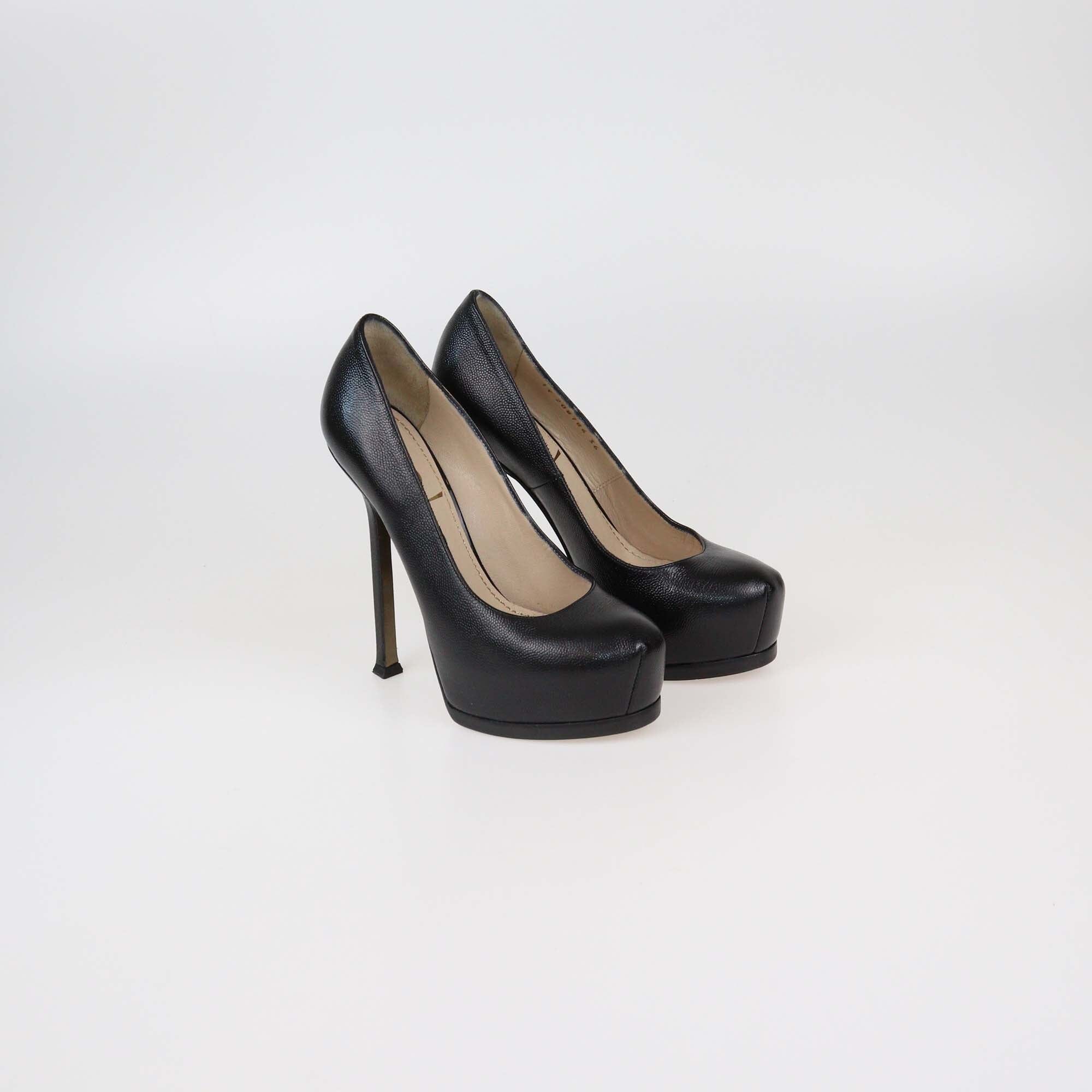 Yves Saint Laurent Black Leather Tribtoo Platform Pumps Womens Saint Laurent 