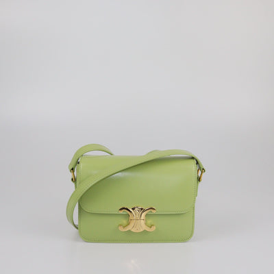 Celine Green Shiny Teen Triomphe Shoulder Bag Womens Celine 