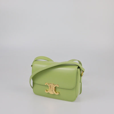 Celine Green Shiny Teen Triomphe Shoulder Bag Womens Celine 