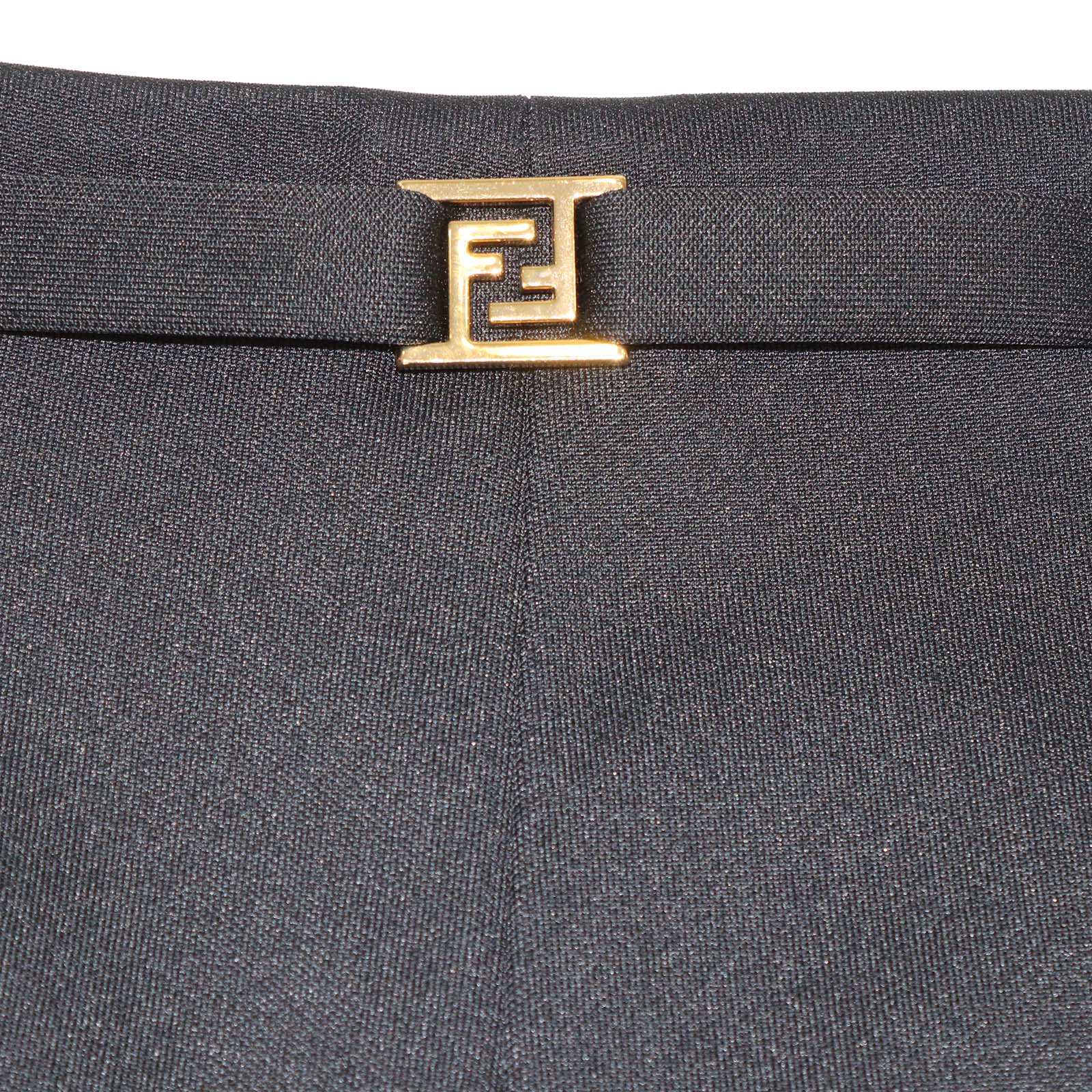 Fendi Black Jersey Pleated Mini Short
