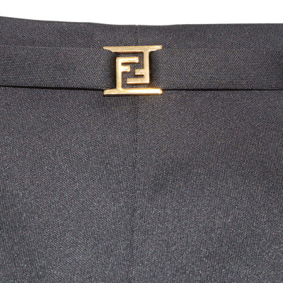 Fendi Black Jersey Pleated Mini Short