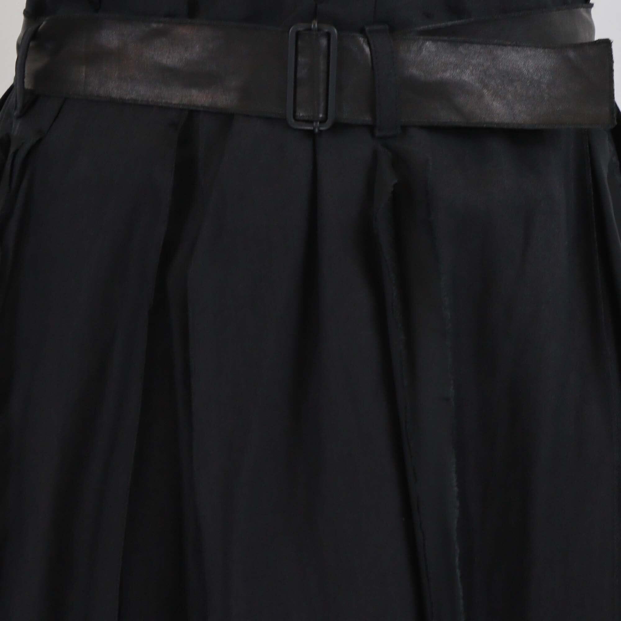 Bottega Veneta Black Ramie Blended Pleated Belted Midi Skirt Womens Bottega Veneta 