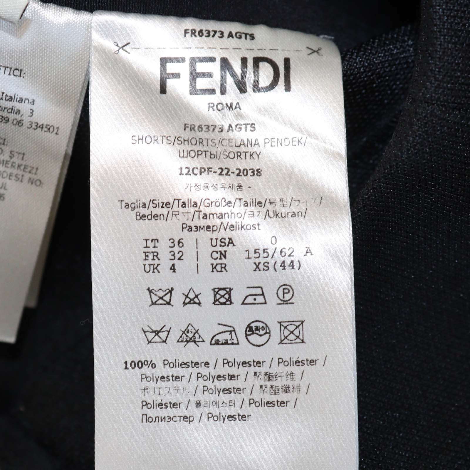 Fendi Black Jersey Pleated Mini Short