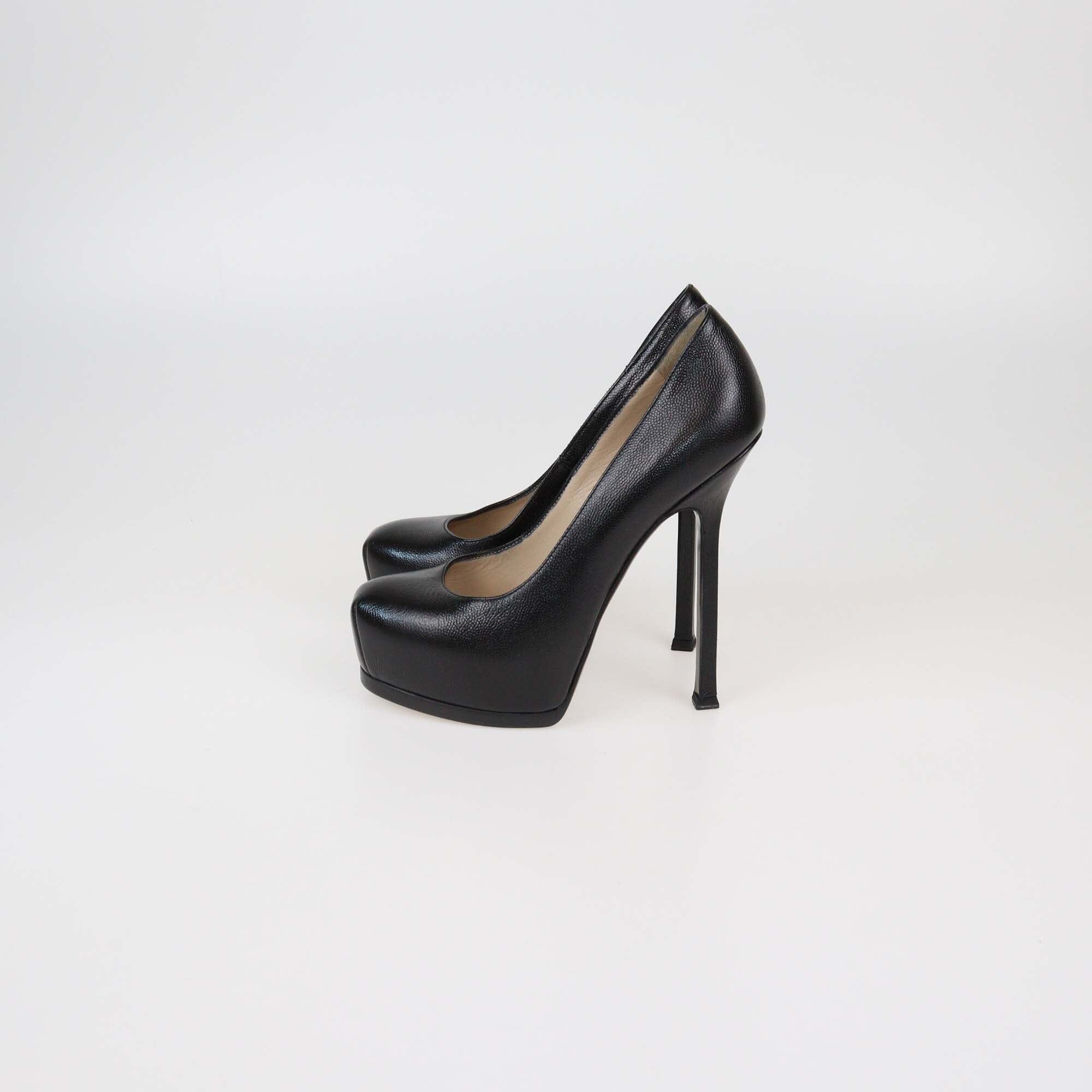 Yves Saint Laurent Black Leather Tribtoo Platform Pumps Womens Saint Laurent 