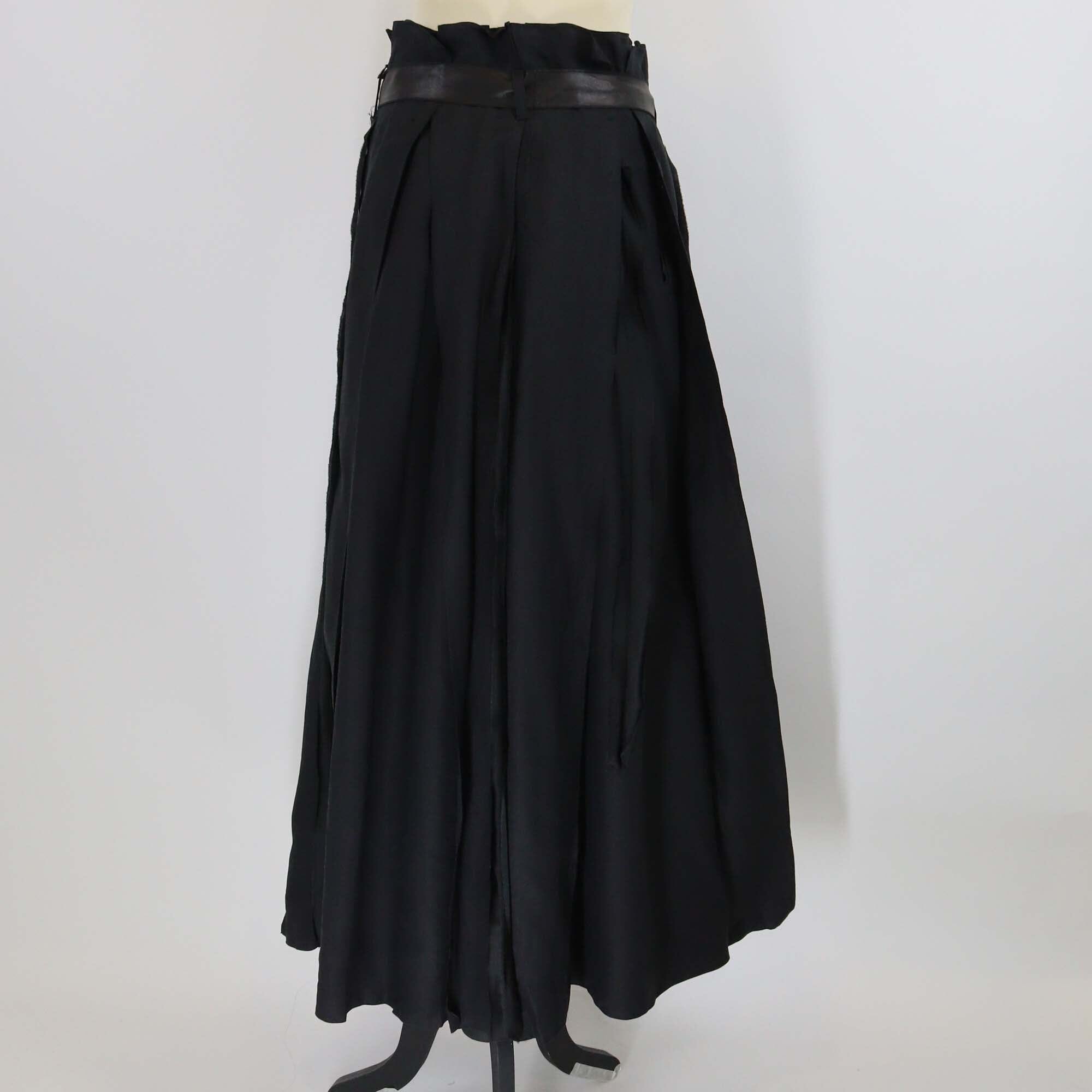 Bottega Veneta Black Ramie Blended Pleated Belted Midi Skirt Womens Bottega Veneta 