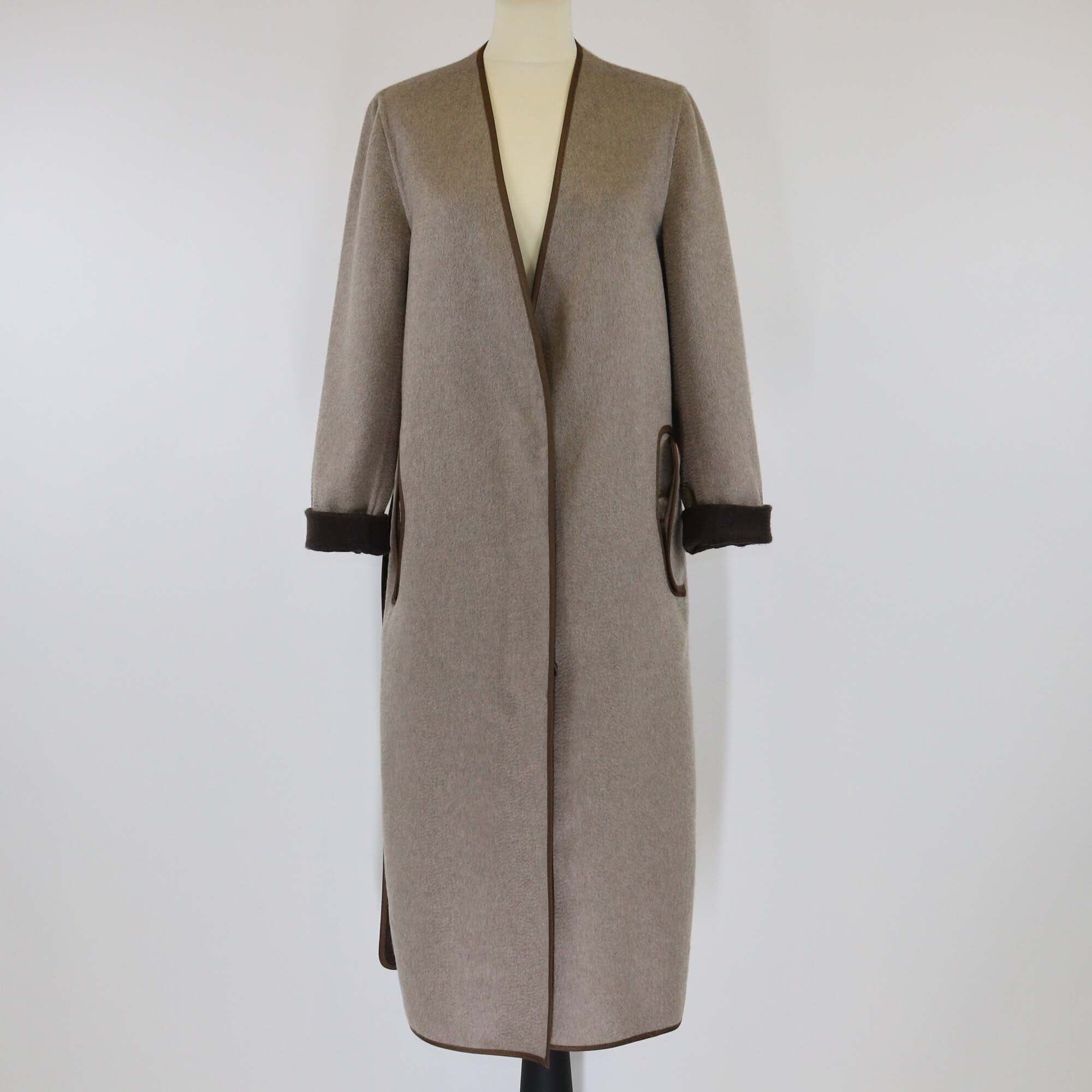 Maison Margiela Brown/Grey Cashmere Open Long Coat Womens Maison Margiela 
