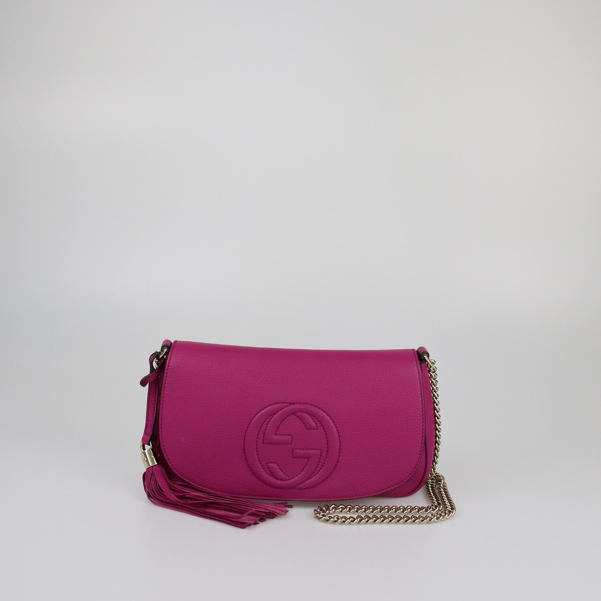 Gucci Fuchsia Soho Tassel Chain Crossbody Bag Womens Gucci 