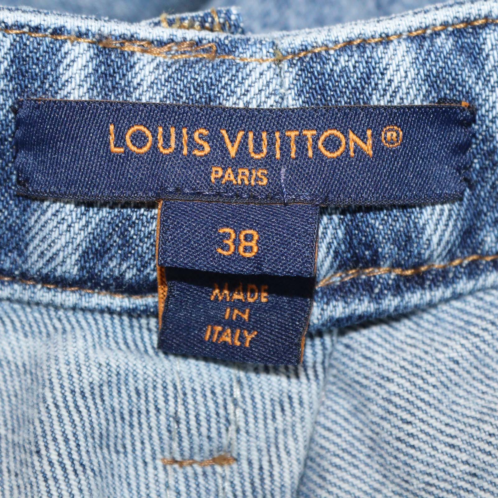 Louis Vuitton Blue Denim Wide Leg Pants