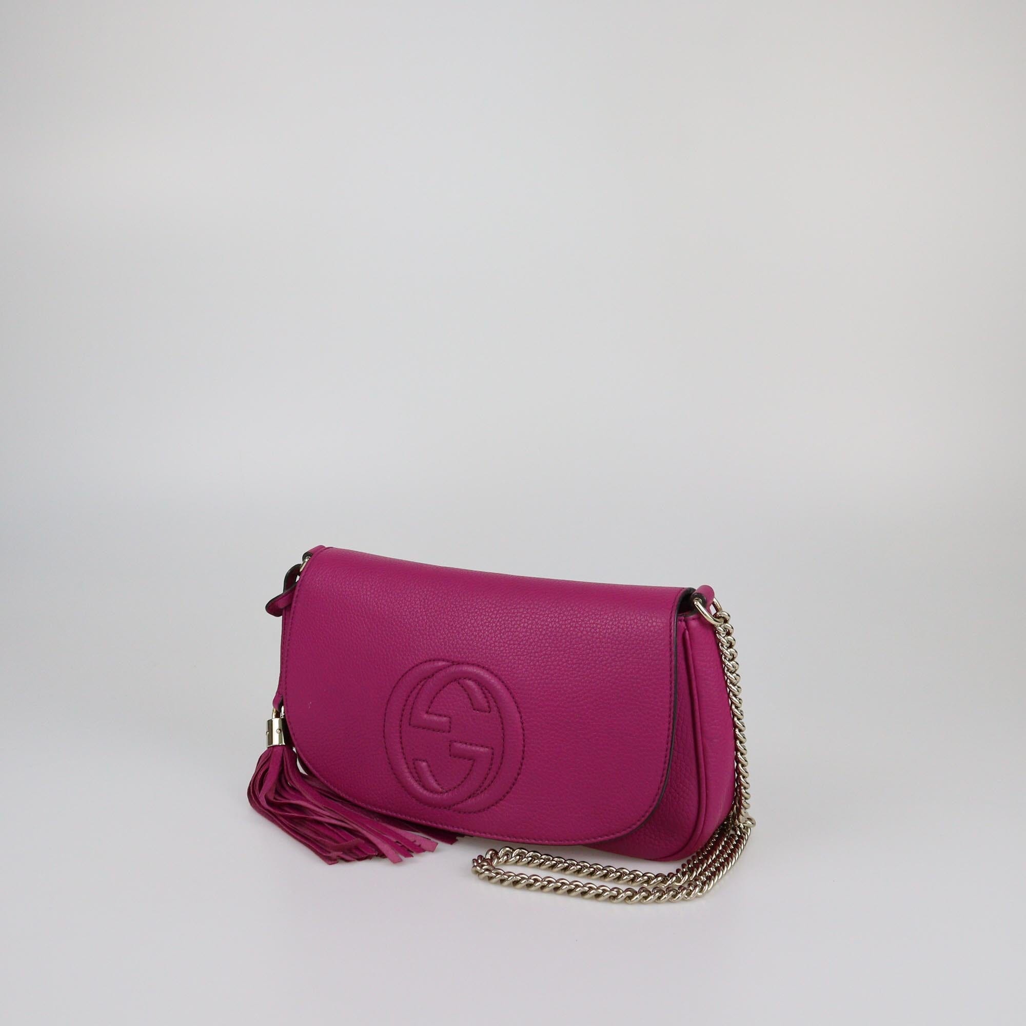 Gucci Fuchsia Soho Tassel Chain Crossbody Bag Womens Gucci 
