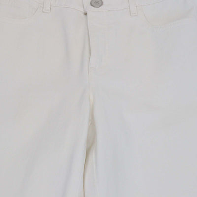 Chanel White Denim Floral Embroidered Cutout Straight Pants